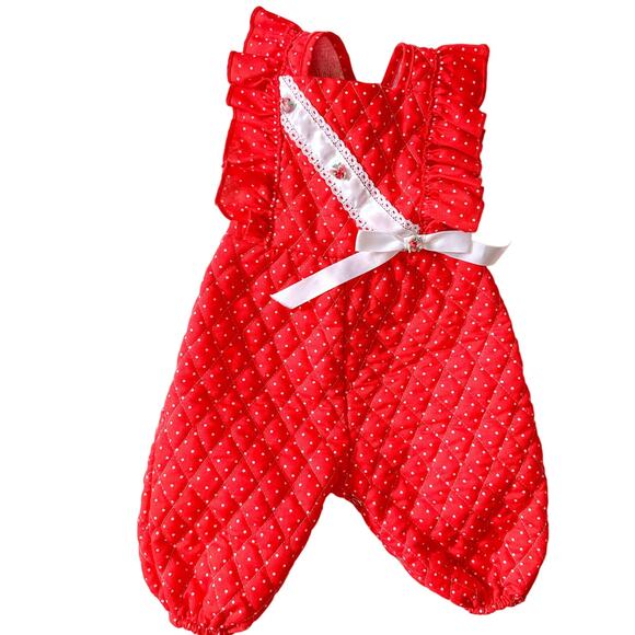 Vintage Quilted Baby Romper Jumper Red - Picture 1 of 6